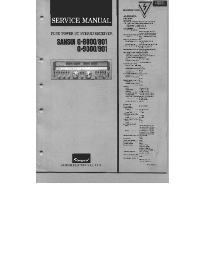 Sansui G-8000 Service manual for Sansui G-8000/801 / G9000/901 receiver-amplifier